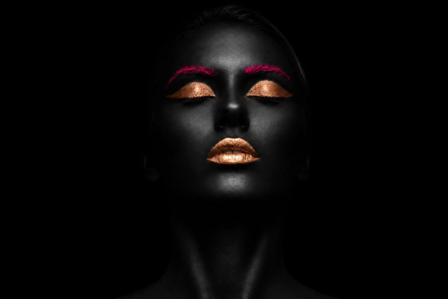 Retrato editorial com estética premium e fundo escuro